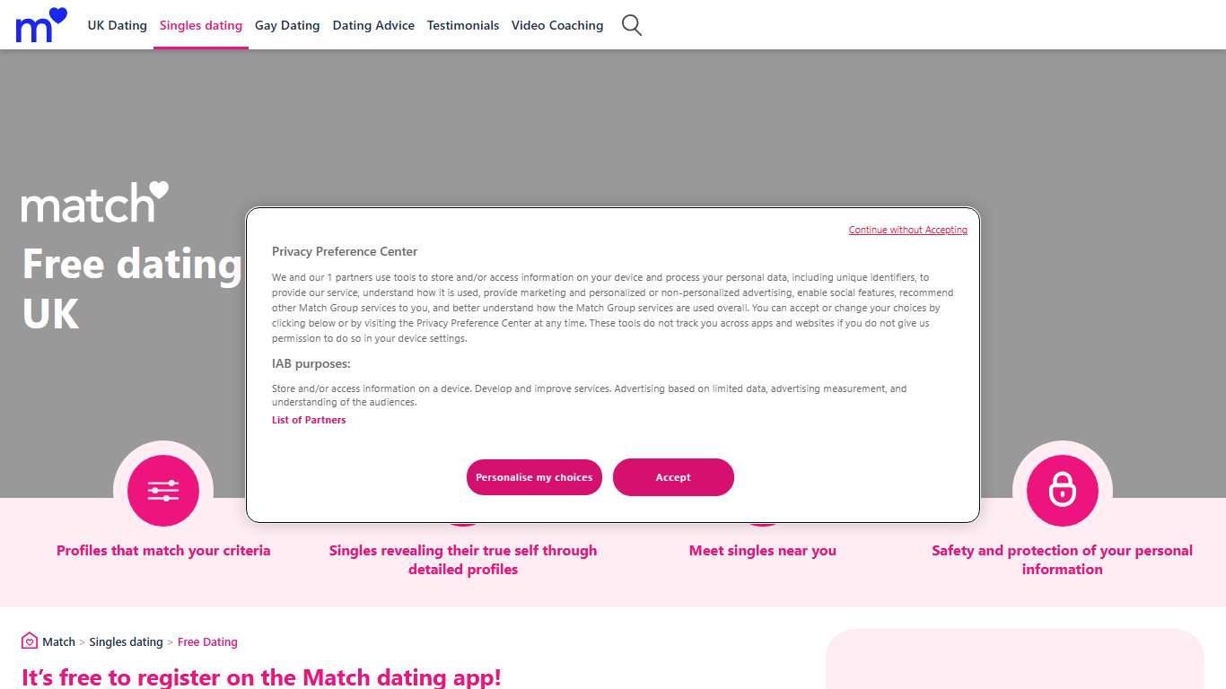 Free dating site for singles in UK Match